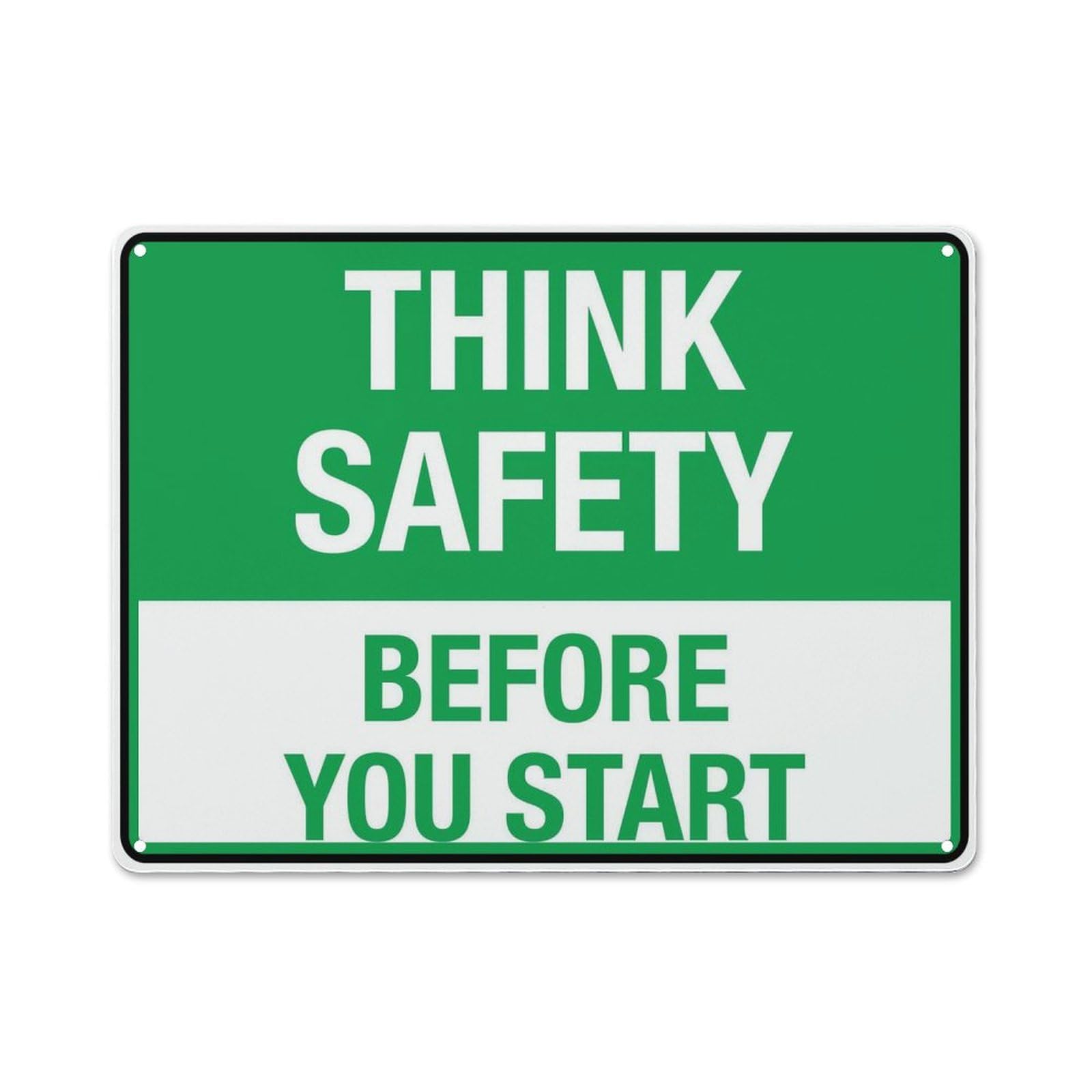 peiyeety Metal Tin Sign Think Safety Before You Start Marker Waterproof Rustproof Decorative Sign Ideal For Industrial Facilities Workplaces Safety Sign Promoting Workplace Safety 6×8 INCH
