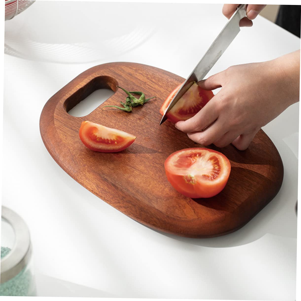 TOPBATHY Planche à Découper en Bois Massif avec Trou Réversible 36 6 5 5 Pouces Planche à Découper en Bois pour Cuisine