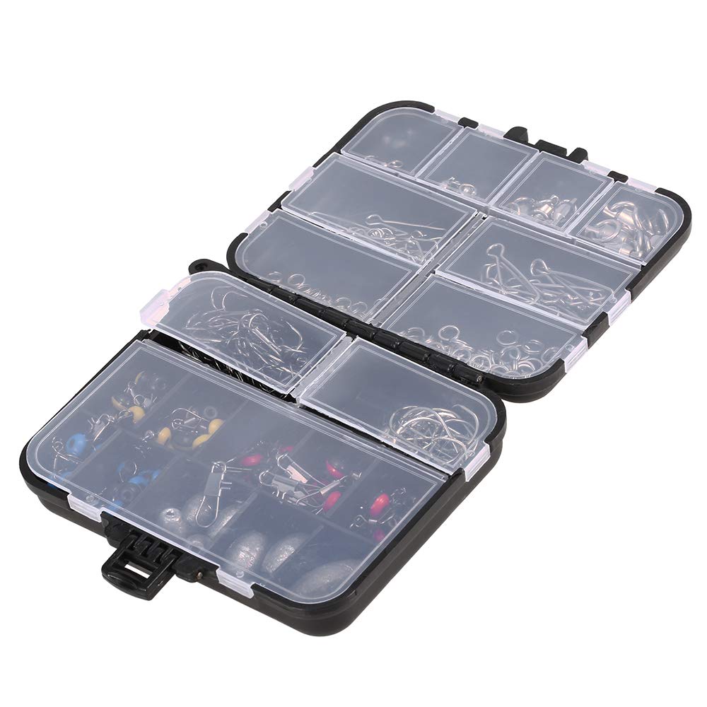 256-teiliges Angelzubehör-Set, Kurbelhaken, Platinengewichte, Wirbel, Druckknöpfe, Anschlüsse, Perlen, Angelgerät-Box-Set
