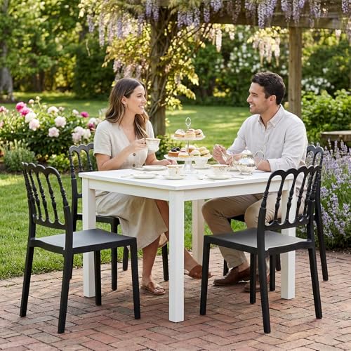 WOOW DEPOT 4 Pack Chiavari Plastic Dining Chairs,Stackable Kitchen Chairs