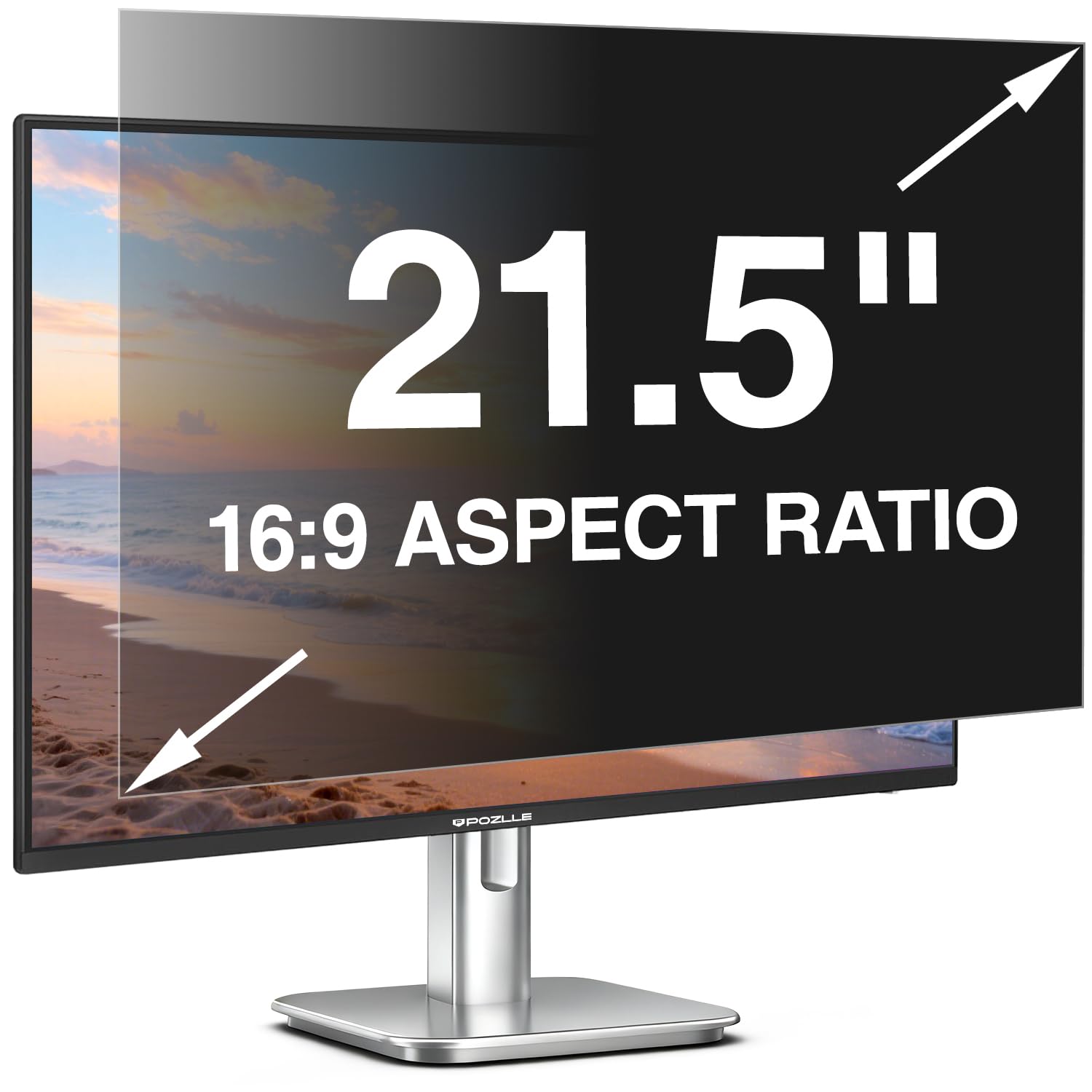 Pozlle Blickschutzfolie für 21.5 Zoll 16:9 (47.7 x 26.8 cm) Monitor, Blaulichtfilter, Blendschutz, Abnehmbar Sichtschutzfolie für Computermonitore, PC Blickschutzfilter für Büro