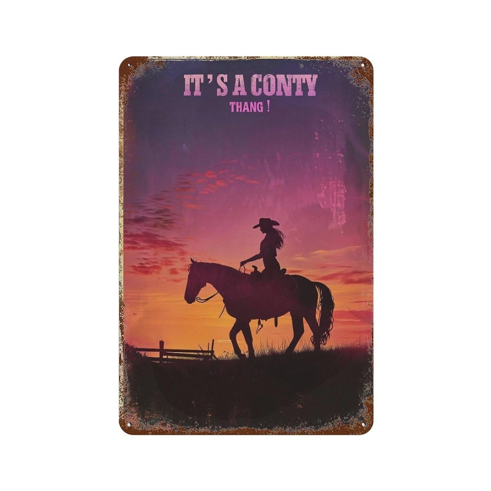 YHGERTKU It's A Country Girl Thang! Western Cowgirl Silhouette 04 Wall Art Retro Iron Vintage Metal Tin Sign Poster Modern Decor for Living Rooms Gift 30x20cm
