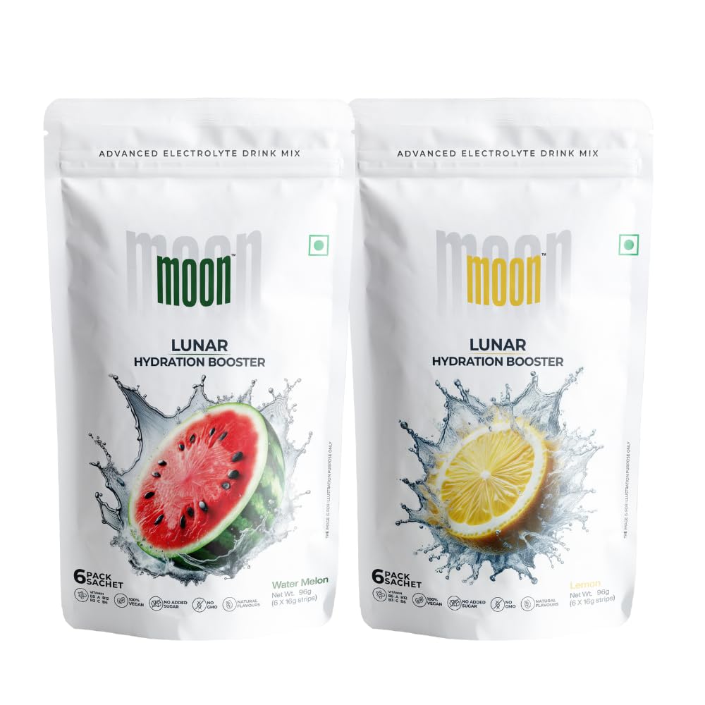 Moon Lunar Watermelon and Lunar Lemon Combo Hydration Booster | Drink Mix With Enriching Nutrients | Low Sugar Energy Drink Mix | 100% Natural & Healthy | Instant Electrolyte Replacement 96g (B0D5HFC1BL) Amazon Price History, Amazon Price Tracker