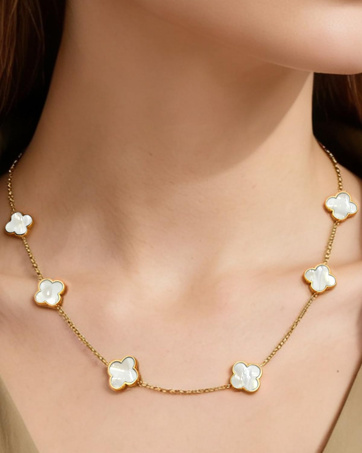 18K Gold/Silver Plated Four Leaf Clover Necklace Dainty Non Tarnish Gold Necklace for Women Trendy Lucky Jewelry Gift Valentines Day Gifts - Image 2