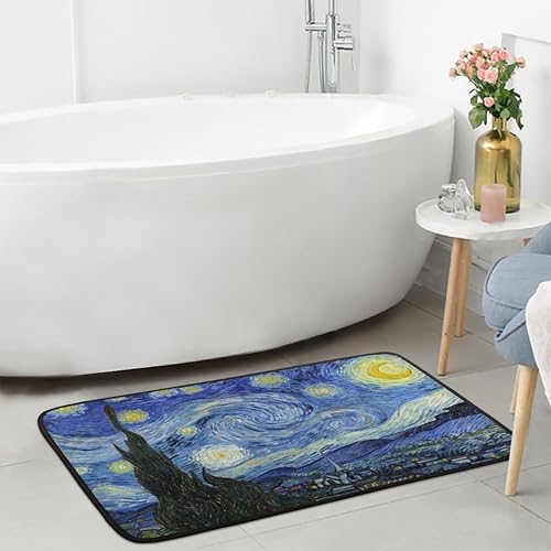 Miniatura 7 de Alfombras de cocina azules con diseño de noche estrellada, antideslizantes, acolchadas, cómodas, absorbentes, alfombras de baño, para entrada, baño,
