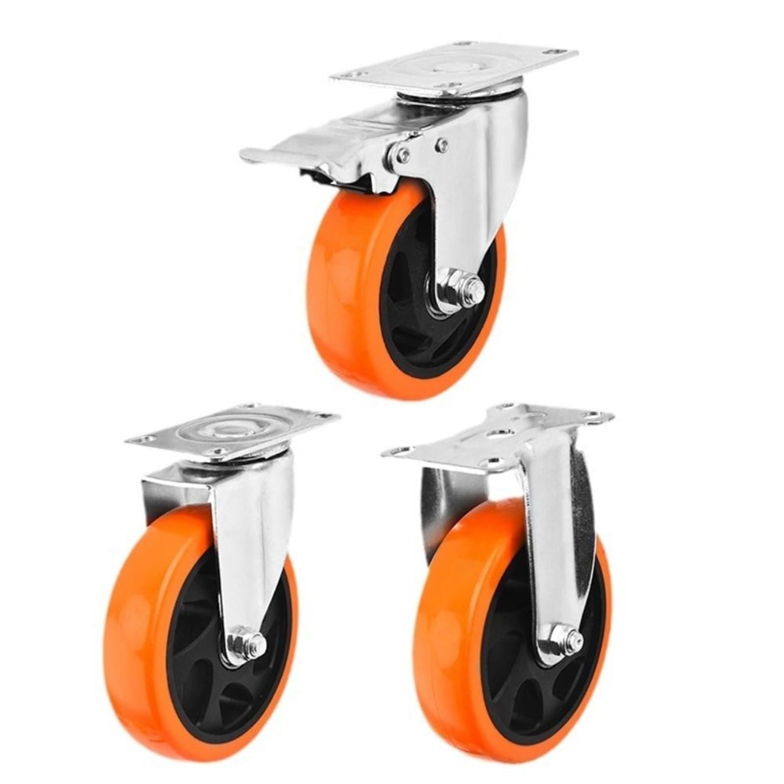 Ruote Girevoli Da 3 "/ 4" / 5 '' PVC Blackheart Orange Face Ruote for Mobili Freni A Doppio Asse Ruote Industriali Scaffale Da Tavolo