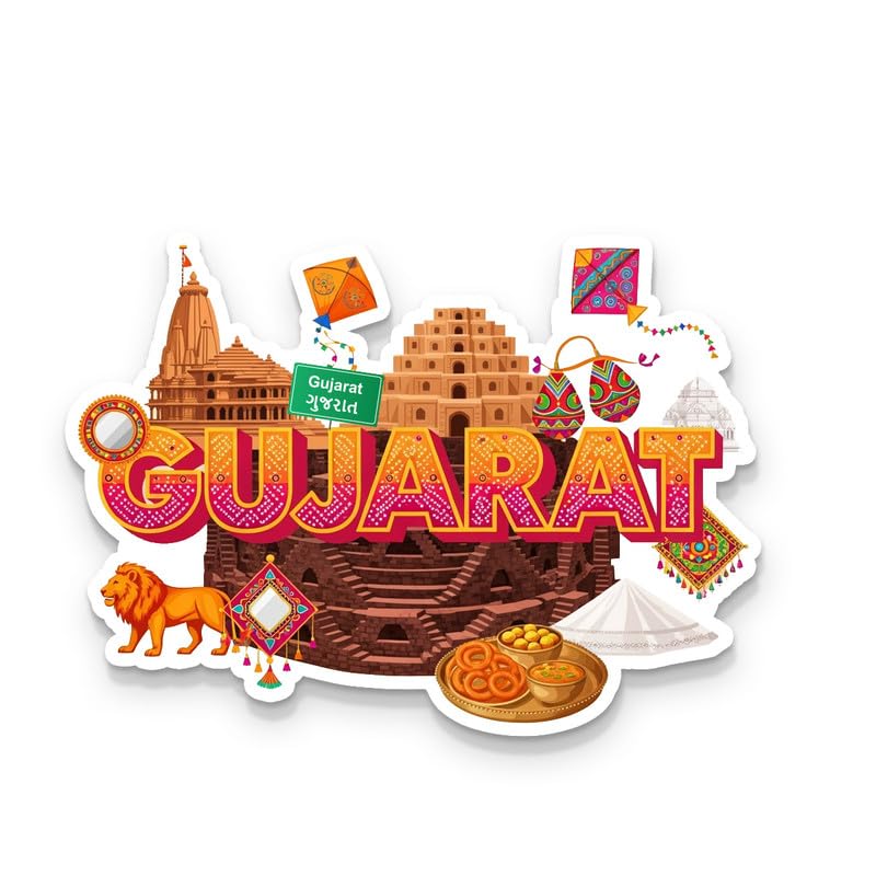 Image of Gujrat Fridge Magnet, Glossy Finish, Stylish Magnet for Fridge, Wardrobe & Metal Surfaces (Gujarat)