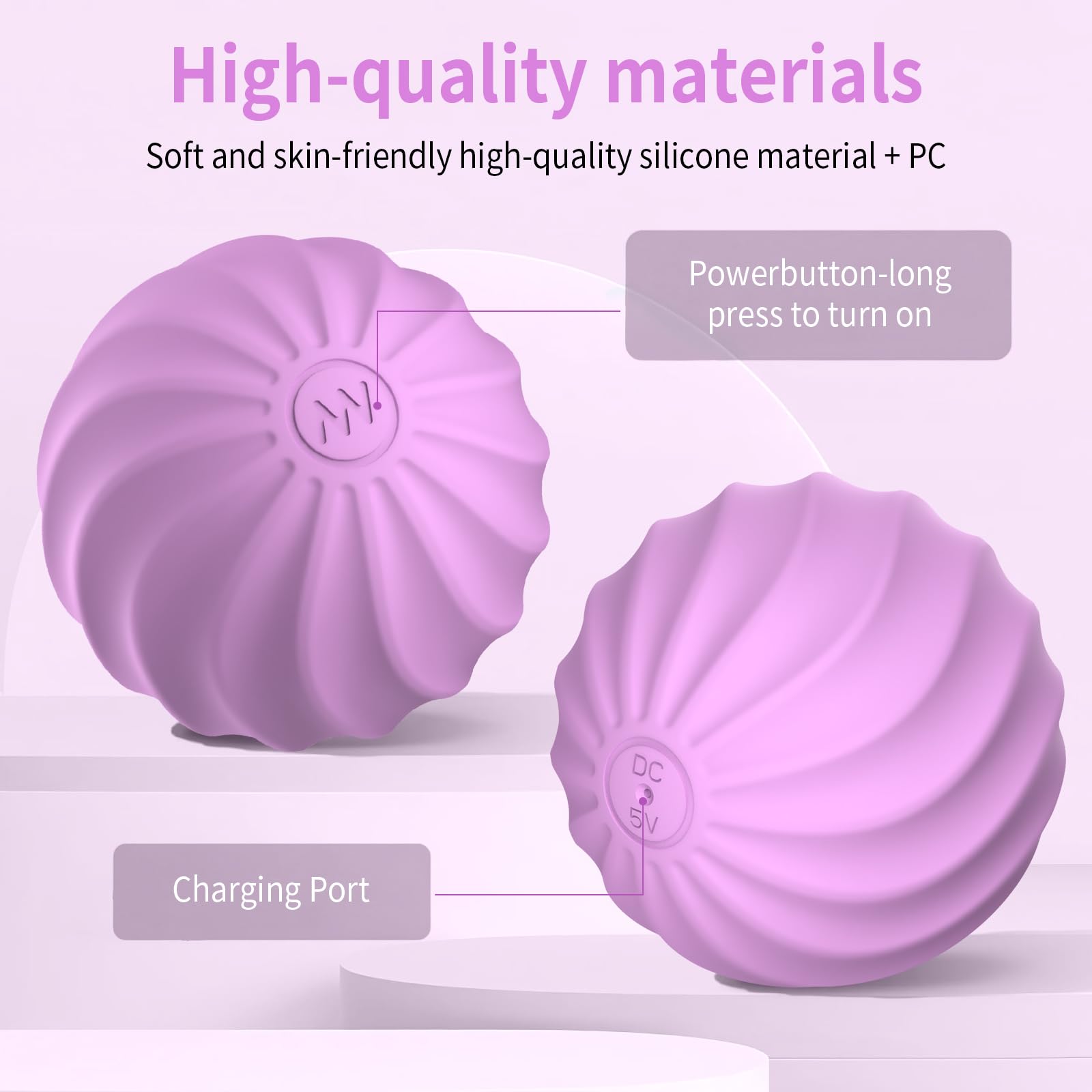 Mini balle de massage, 6,3 cm, 10 niveaux de vibration, électrique, pour la main, les pieds, les muscles, la relaxation myofasciale, le soulagement de la fasciite plantaire (violet)