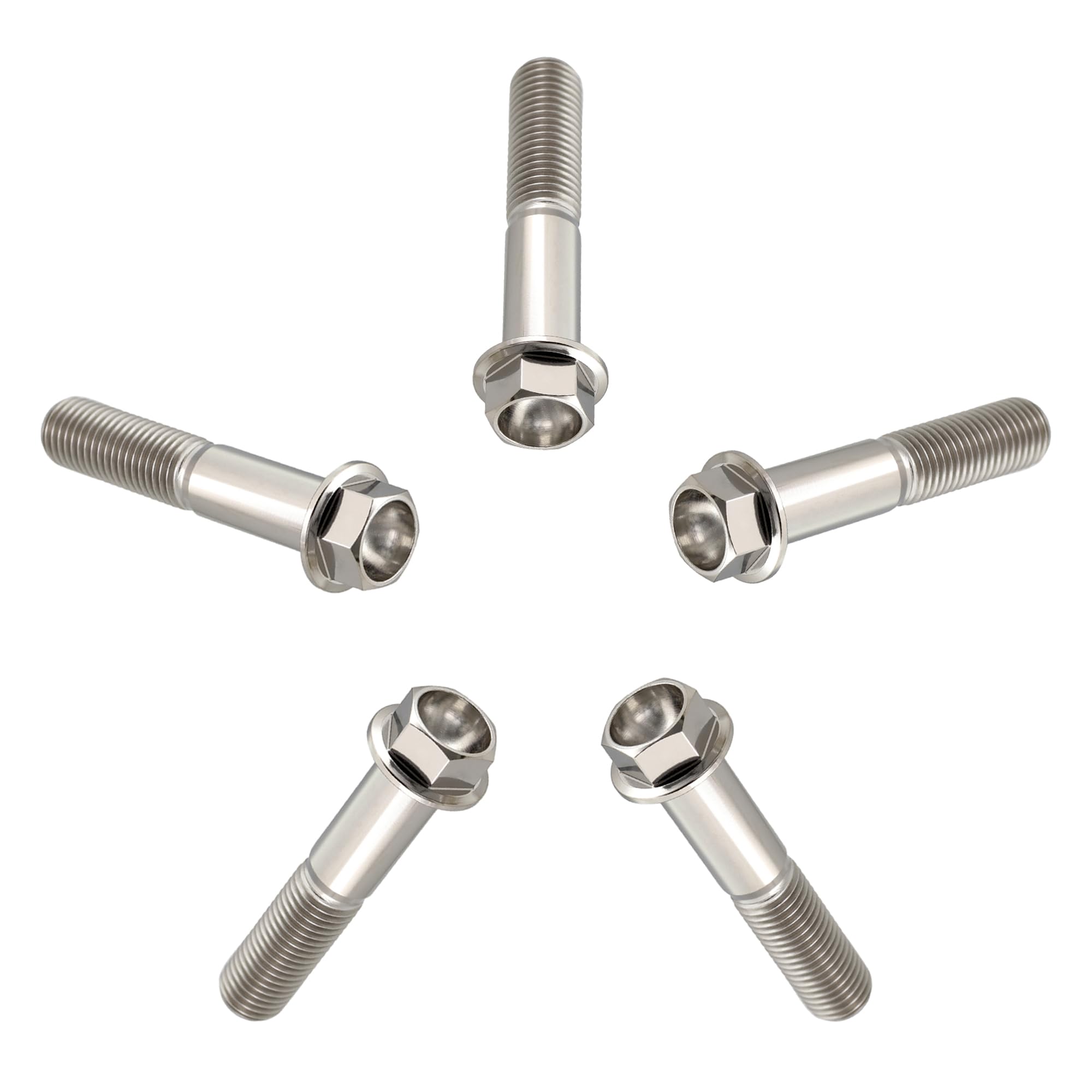 RISON-Titanium 2pcs Bulloni Flangiati Esagonali in Titanio M4 M6 M8 M10, Vite a Testa Esagonale con Flangia Vite di Fissaggio Bulloneria Viti a Brugola per Bici, Moto, Auto