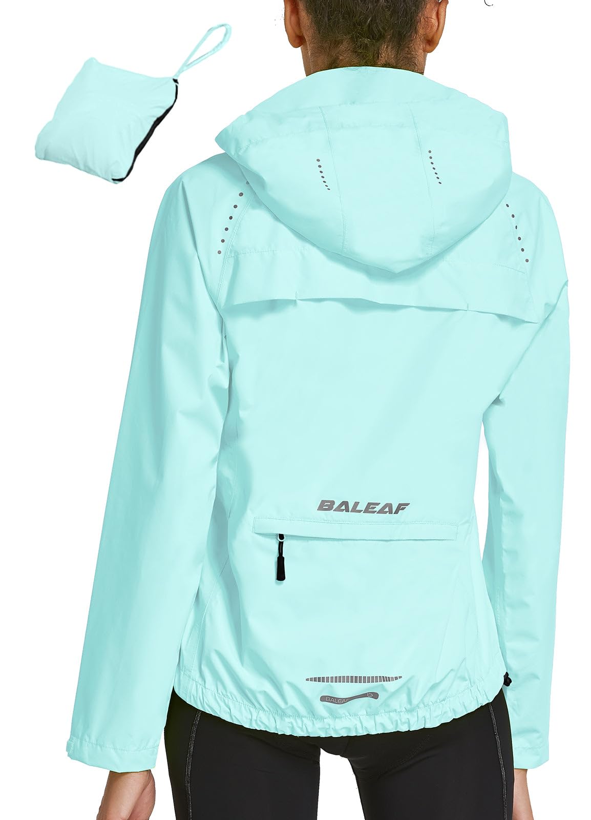 BALEAF Women s Cycling Rain Jackets Waterproof Windbreaker Running Jackets Reflective Rain Gear Packable Lightweight Hooded