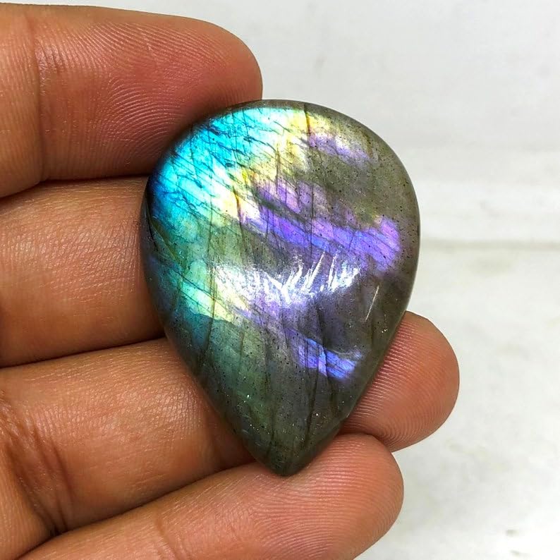 Labradorite cabochon poire 37x27mm pour création de bijoux - 4