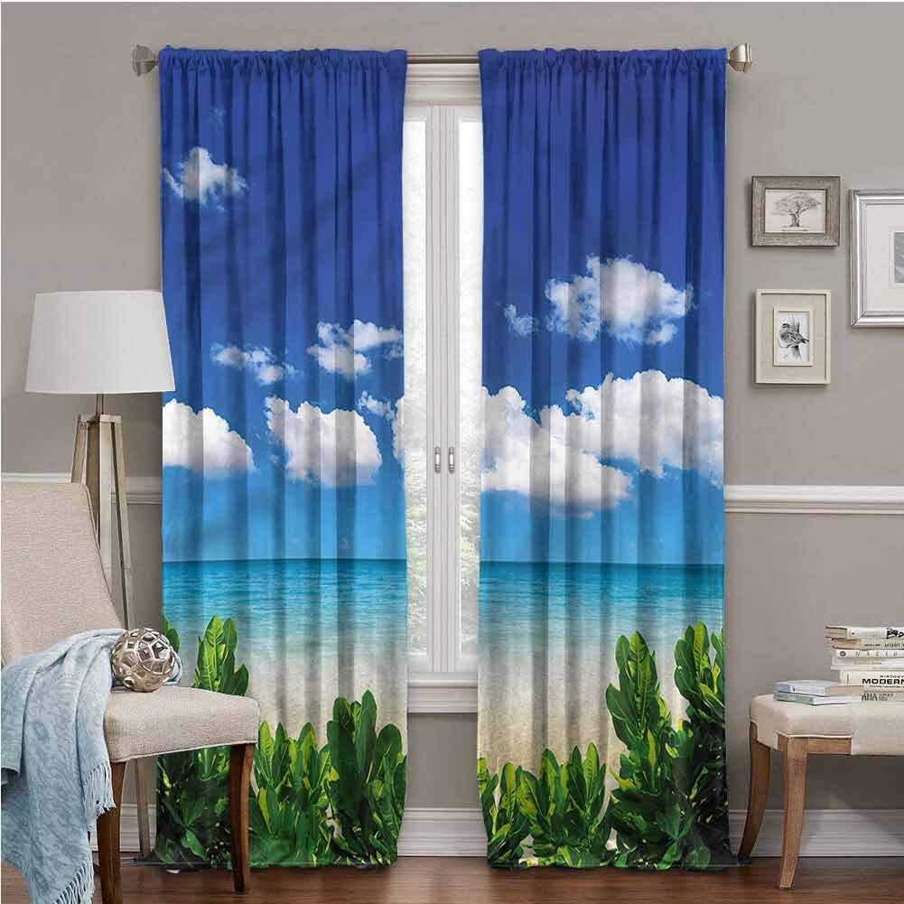 DRAGON VINES Curtains for Windows Tropical W107 x L107,Clear Water Tropic Plants Decorative Shading