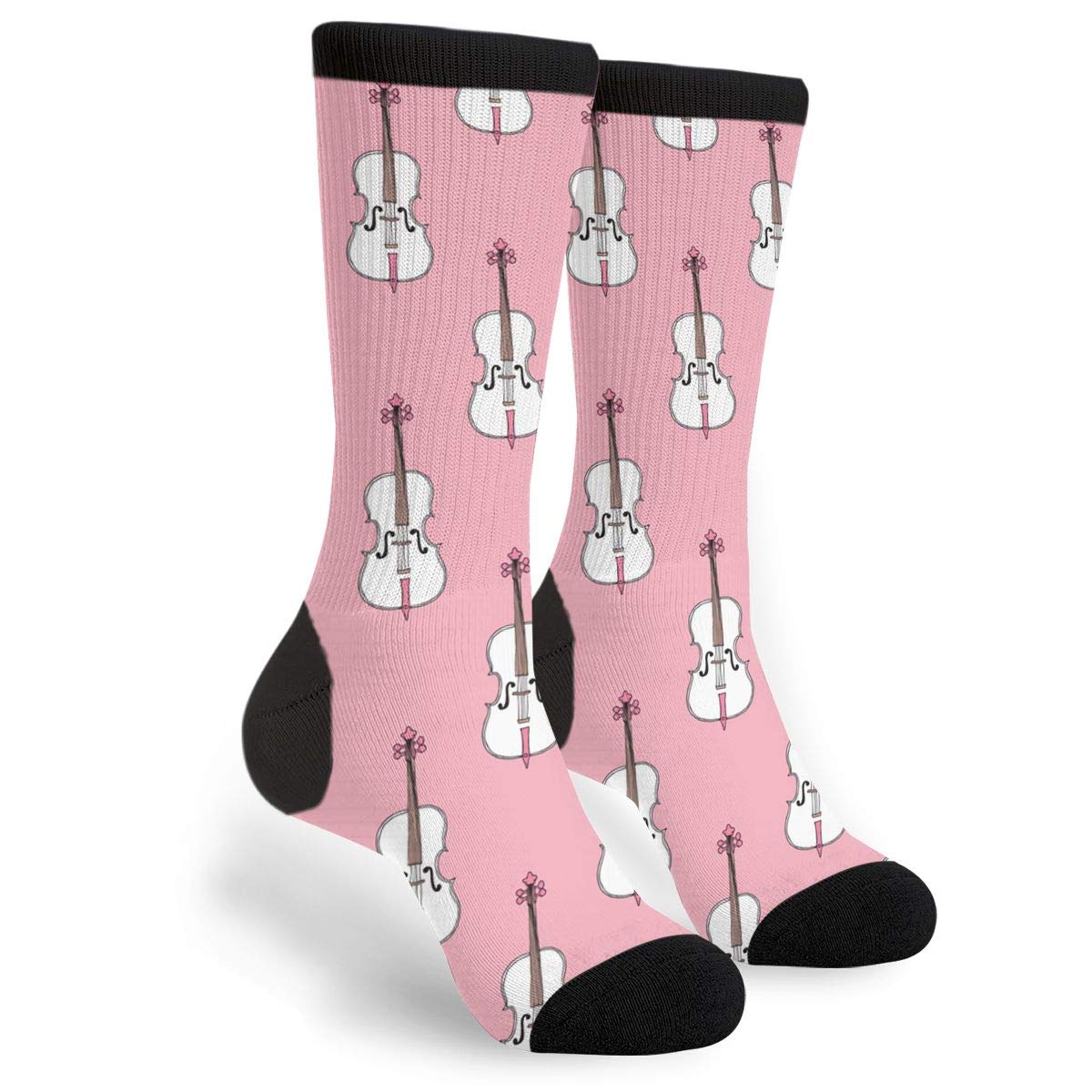 934 Novelty Sports Socks Violin, Cello And Guitar Socks Wicking Work Socks Unisex For Women Men Climbing 40Cm