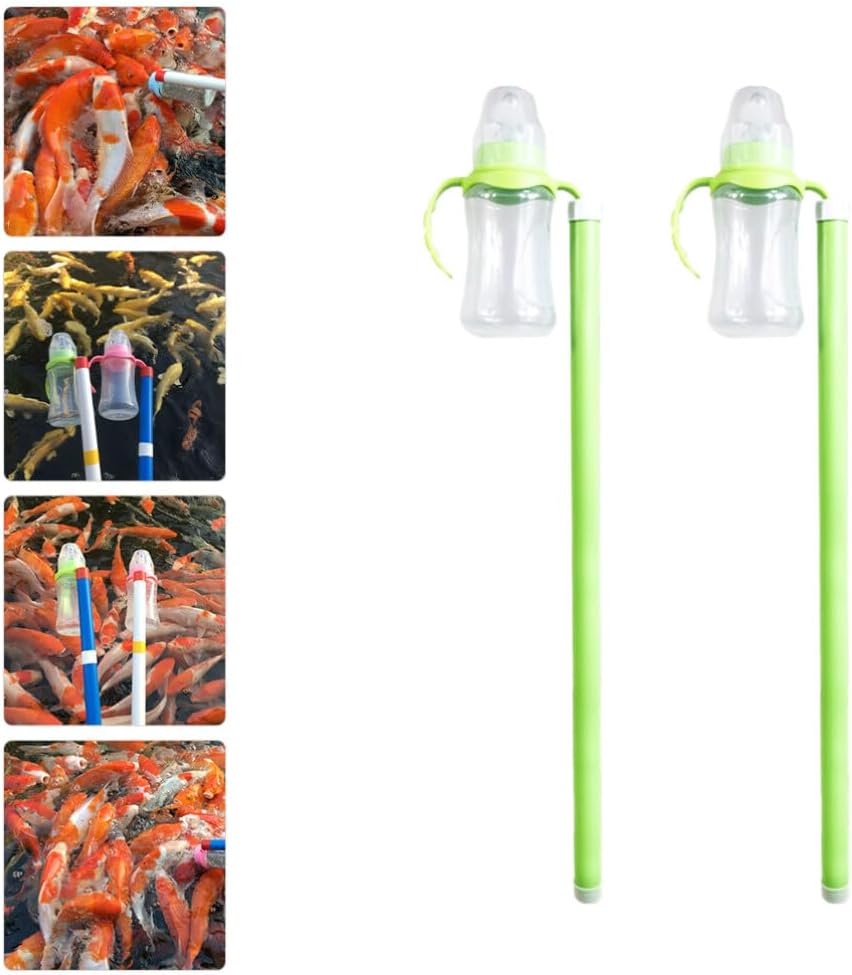 GANAZONO 2pcs Transparent Fish Feeder Bottle with Pole Carp Bottle for Aquarium Convenient Fish Feeding Supplies Sturdy Design for Cherry and Dwarf Carp