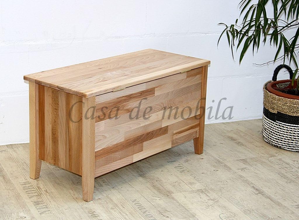 Massivholz Flachdeckeltruhe Truhe Anton 84x48x38cm Kernbuche massiv Natur geölt