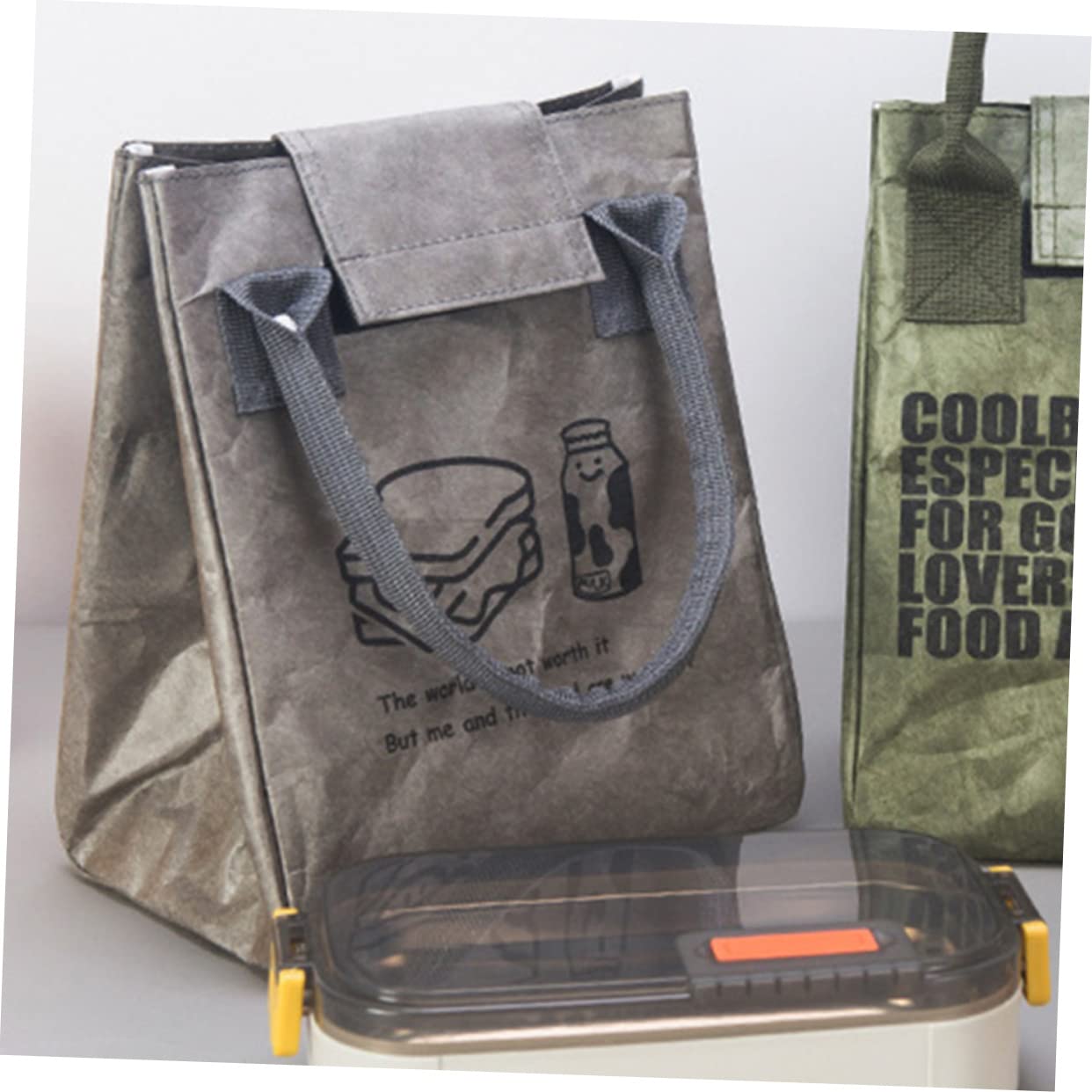 Cabilock 3piezas Bolsa De Almuerzo Aislante Reusable Para Llevar Comida Fiambrera Kraft Gran Capacidad Para Picnic y Trabajo
