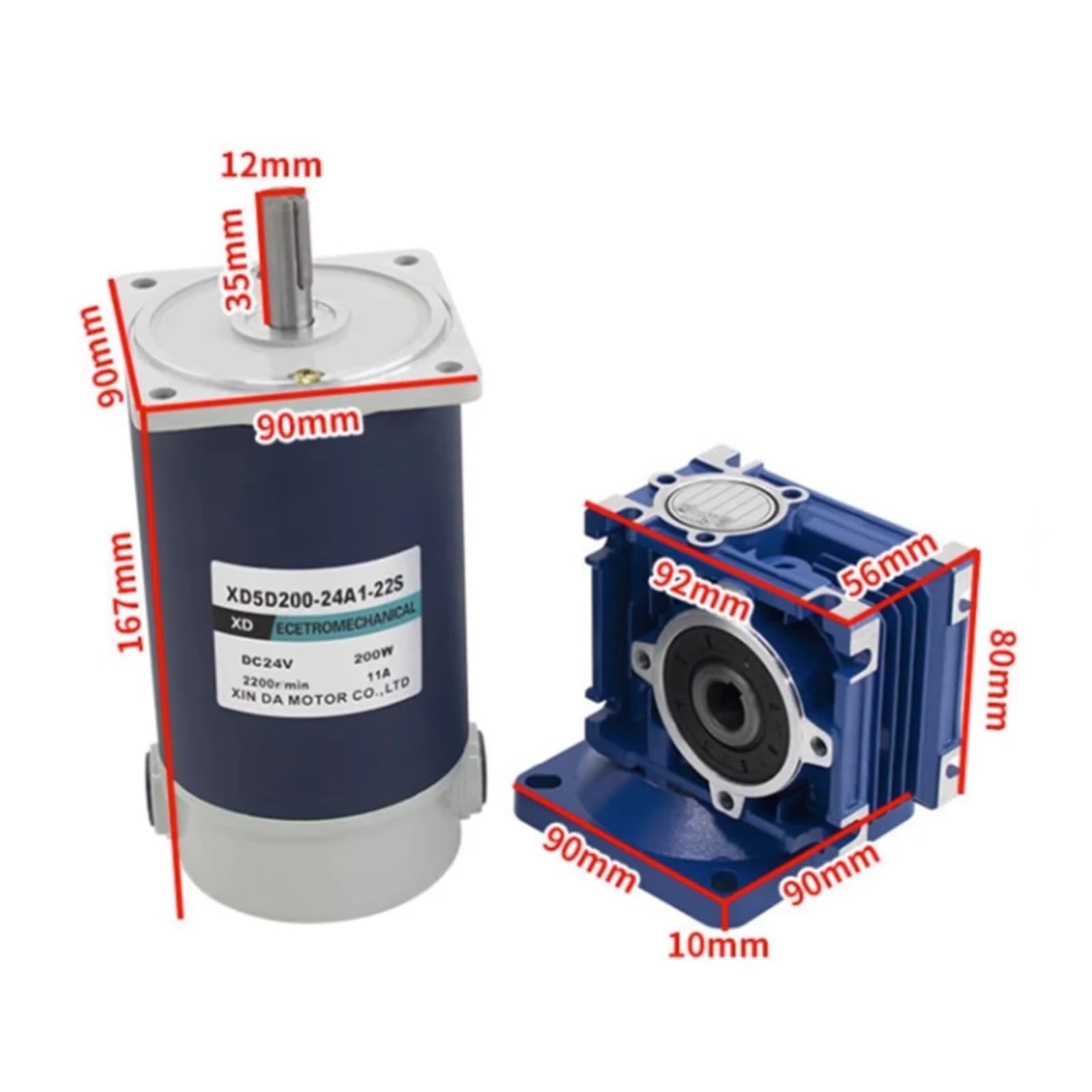 200 W Schneckengetriebe DC-Getriebemotor 12 V 24 V Vorwärts- und Rückwärtsdrehung mit Drehmoment RV30 2200 U/min Geschwindigkeitsregelmotor, Mechanische Werkzeuge(12V,210RPM)