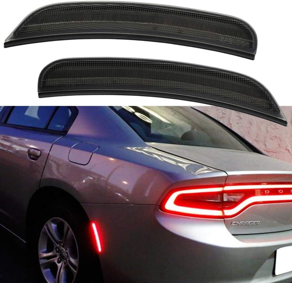 NSLUMO Red Led Side Marker Light for D'odge Charger 2015 2016 2017 2018 2019 2020 Smoke Lens Rear Side Marker Light Car OEM Led Sidemarker