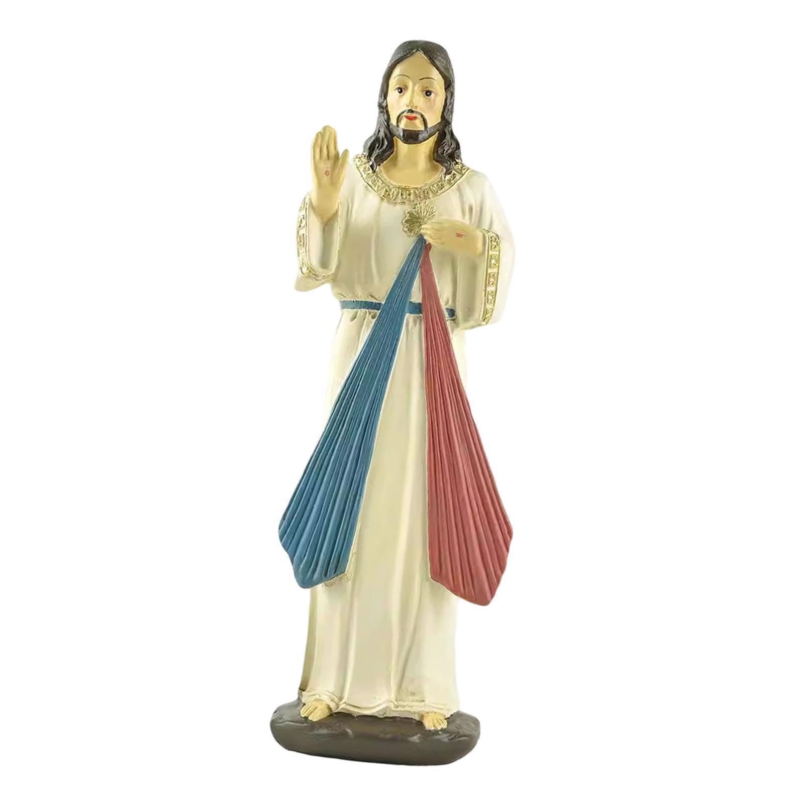 QLECXZI Unique Divine Mercy Jesus Statue Captivating Ornament For Inspiring Home Decor And Spiritual Reflections Divine Mercy Jesus Statue For Home Decor