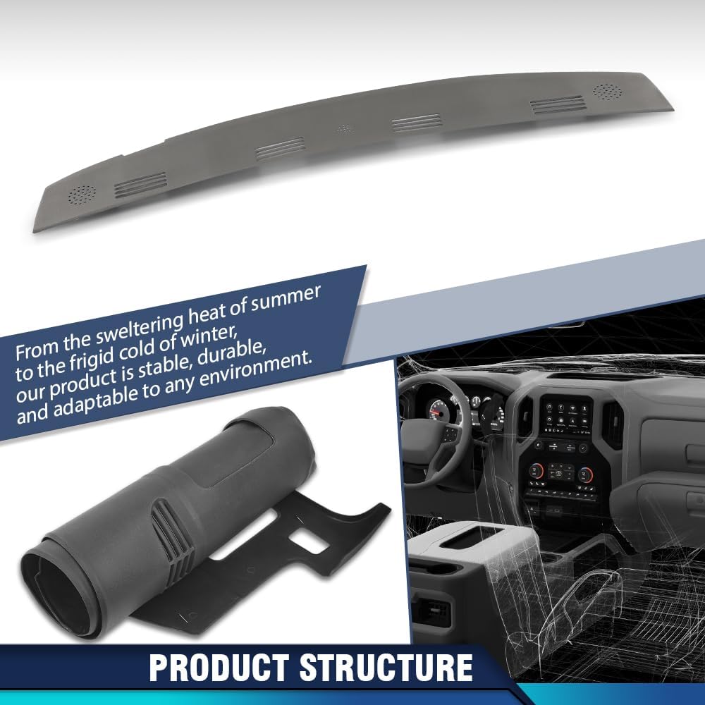 PIT66 TPE Dash Cover Cap Fit Dodge Ram 1500 2002 2003 2004 2005, Fit Dodge Ram 2500 3500 2003-2005 Dashboard Gray