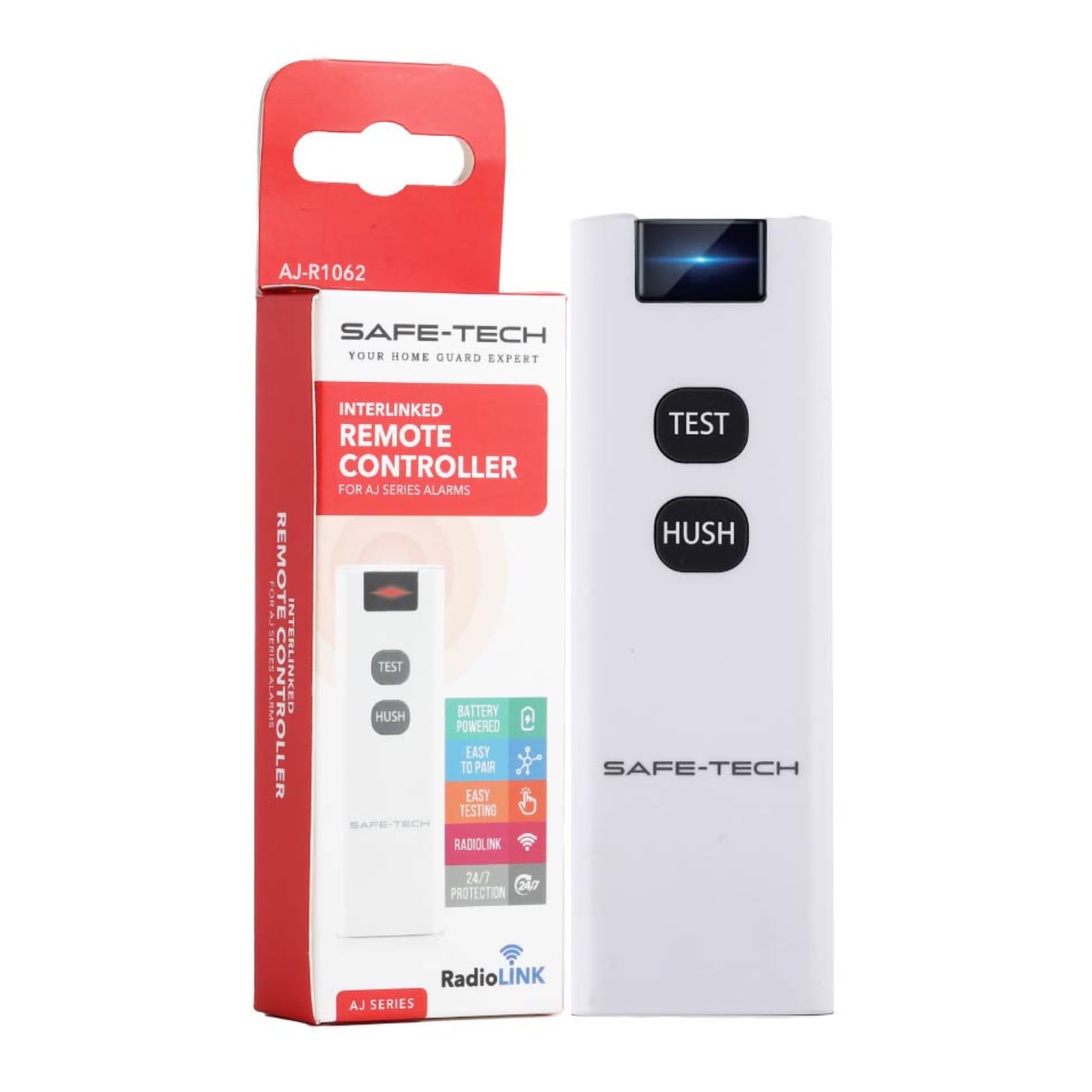 Safe Tech White Safe-Tech Aj-R1062 Wireless Interlinked Remote Controller For Safe-Tech's Radio Interlink Fire Alarms, Radio Control For Batter And Mains Powered Interlinked Smoke Heat Co And Multi Sensor Alarms