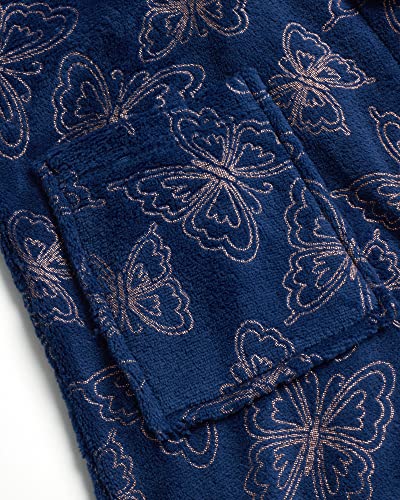 Limited Too Girls’ Bathrobe – Super Soft Plush Fleece Robe With Sherpa Shawl (Size: 7-16), Size 10/12, Navy Butterfly #TOP1