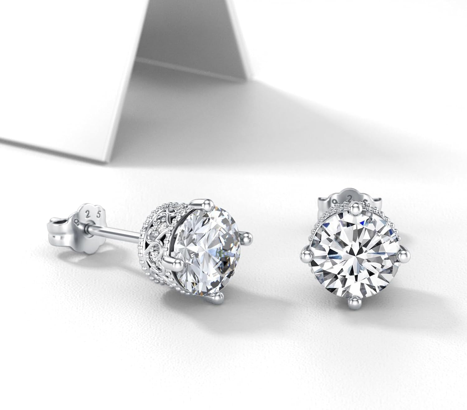 Moissanite Stud Earrings for Women 925 Sterling Silver Moissanite Earrings Round Cut Solitaire Earrings Jewelry Birthday Anniversary Engagement Gifts - Image 2