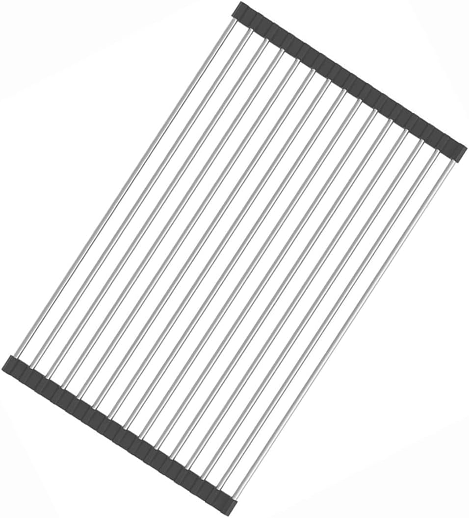 Stainless Steel Roll Up Dish Rack Over The Sink Roll Out Dish Drying Rack for Kitchen Dishes,Cups