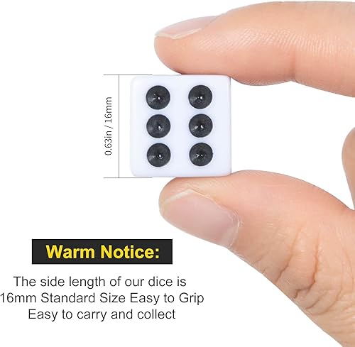 Miniatura 3 de Paquete de 50 dados blancos de 0.63 pulgadas, dados blancos opacos estándar de seis caras con puntos negros para juegos de mesa