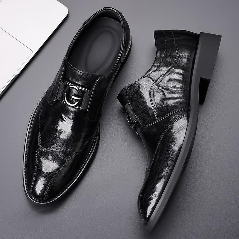 Premium Calfskin Leather Men's Dress Loafers with Cushioned Collar, Non-Slip Rubber Sole for Corporate Events & Client Meetings4