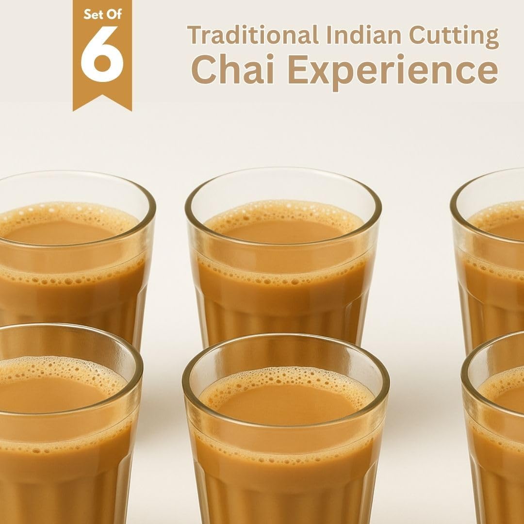 AYUTAS Cutting Chai Glass Set of 6 | Transparent Tapri Style Tea Glasses for Home, Kitchen & Restaurants | Classic Chai Cup for Coffee, Tea & Beverages - Durable & Stylish 3