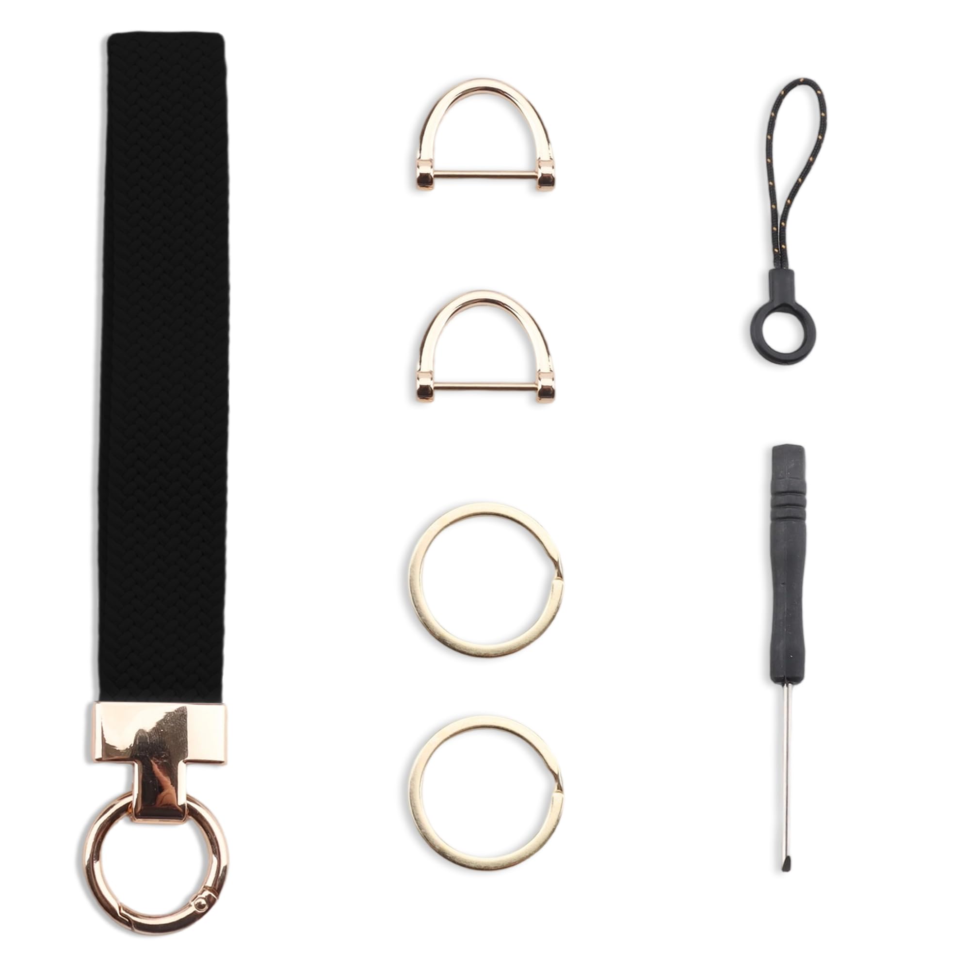 ZROSDSGY Keychain Wristlet, Stretchable Key Chain for Car Keys with Dual Keyrings & two D Ring Micro screwdriver, Adorable Wrist Lanyard for Women and