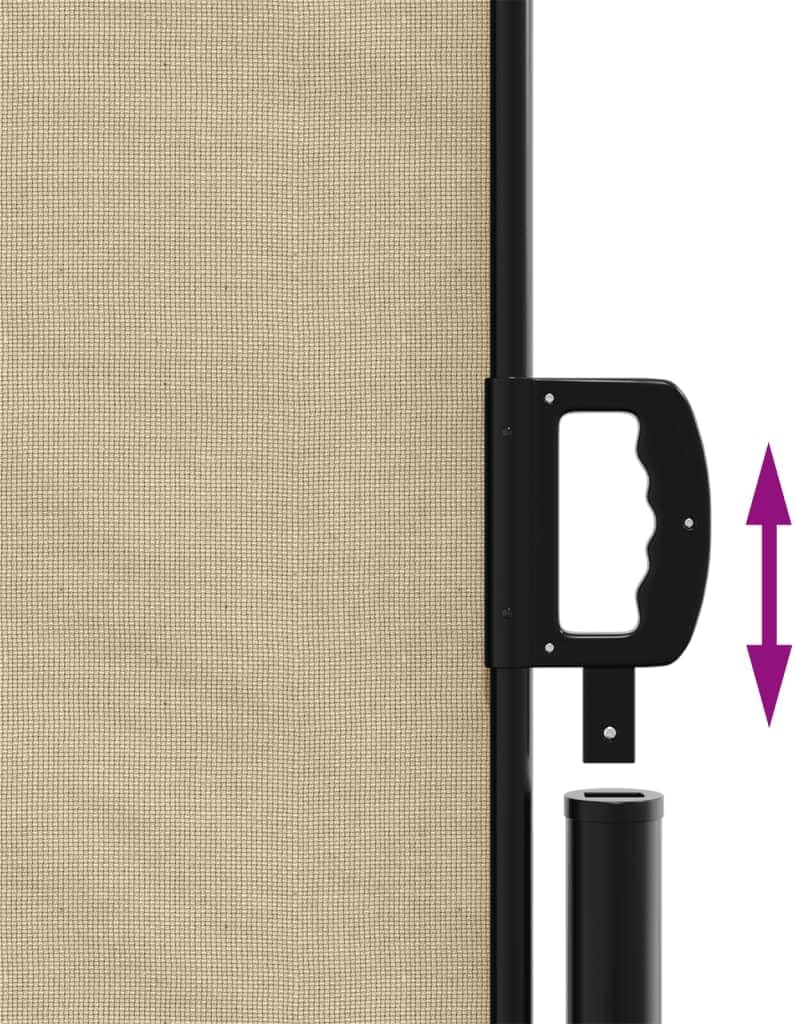 Close-up of the awning handle engaging with the receiving post