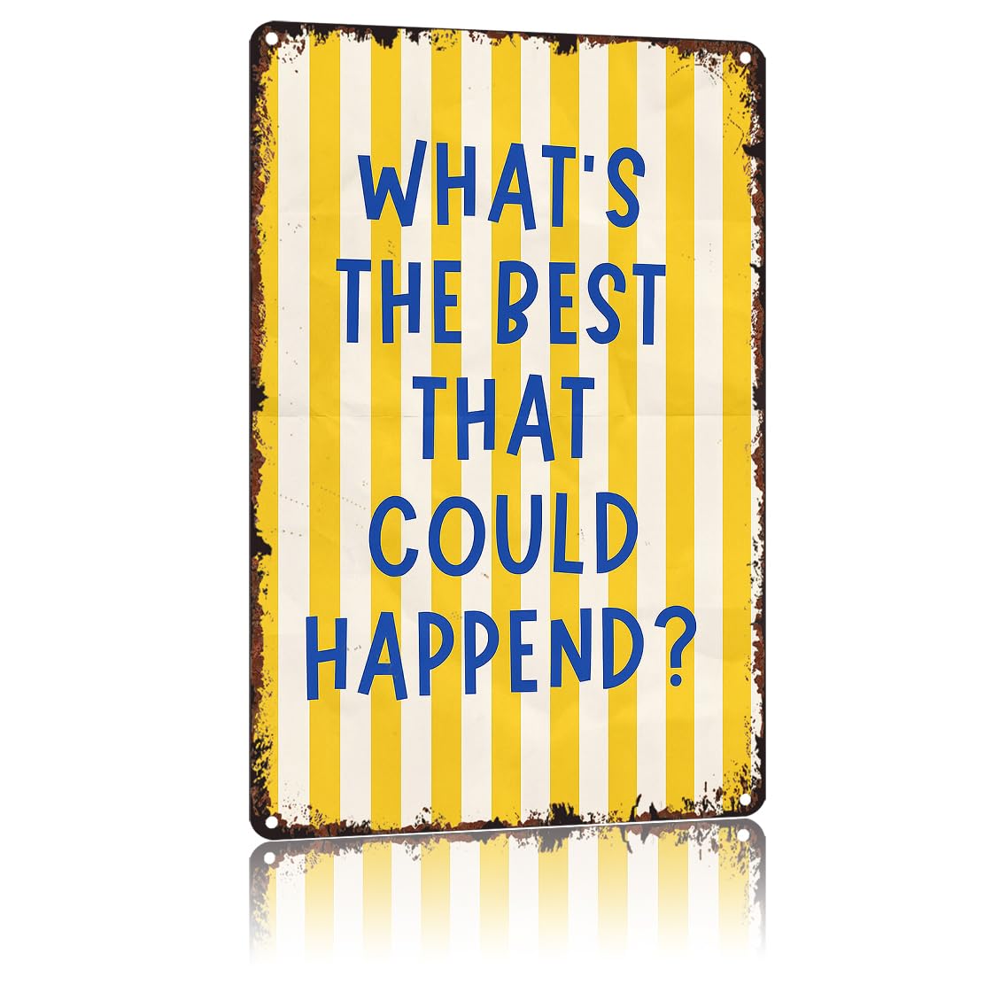 peiyeety What'S The Best That Could Happen Funny 8x12 Inch Aluminum Vintage Metal Tin Signs-For Living Room Kitchen Bedroom Patio Porch Men'S Nest Wall Decorq