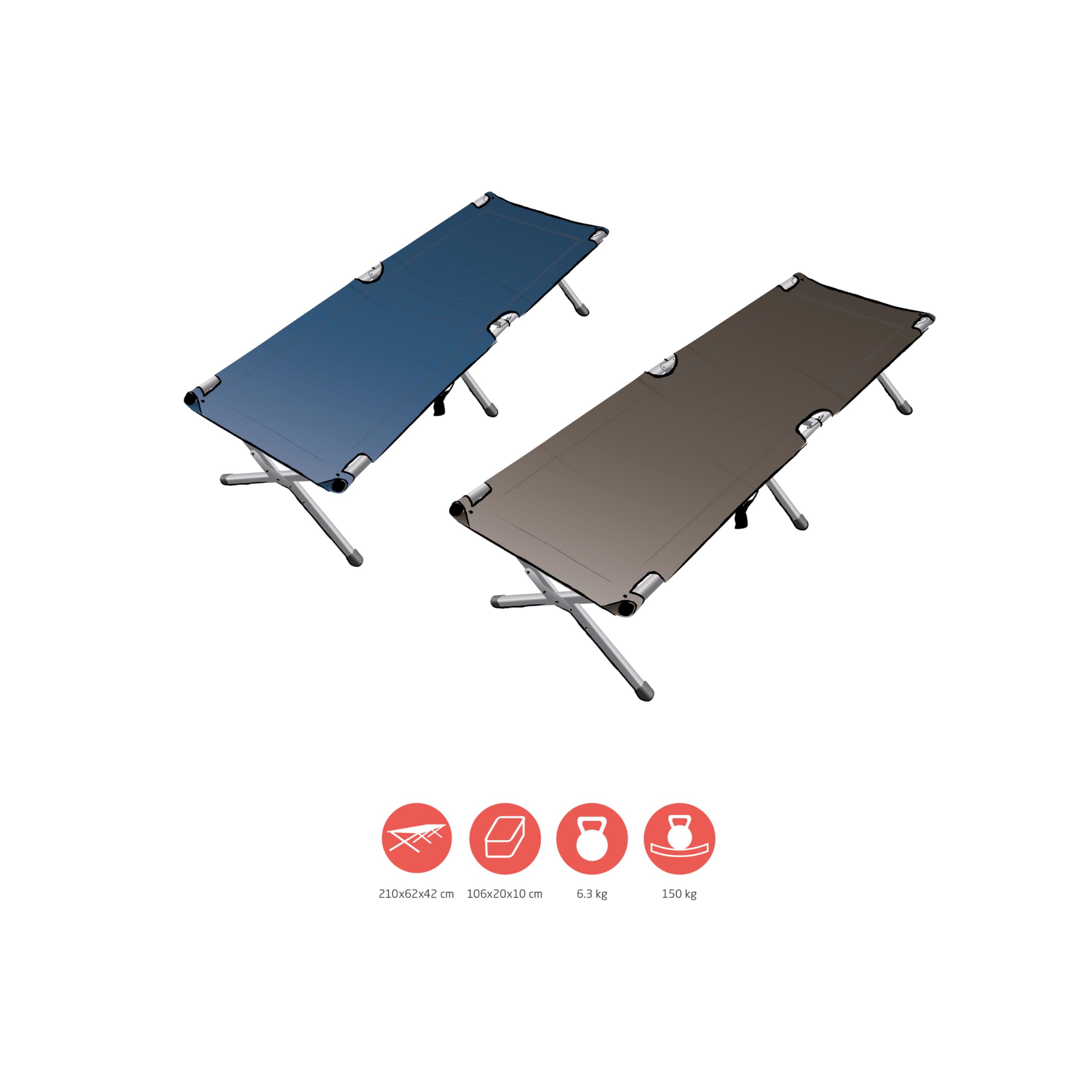Grand Canyon Topaz Camping Bed L – Letto pieghevole da campeggio in alluminio – Letto pieghevole per esterni