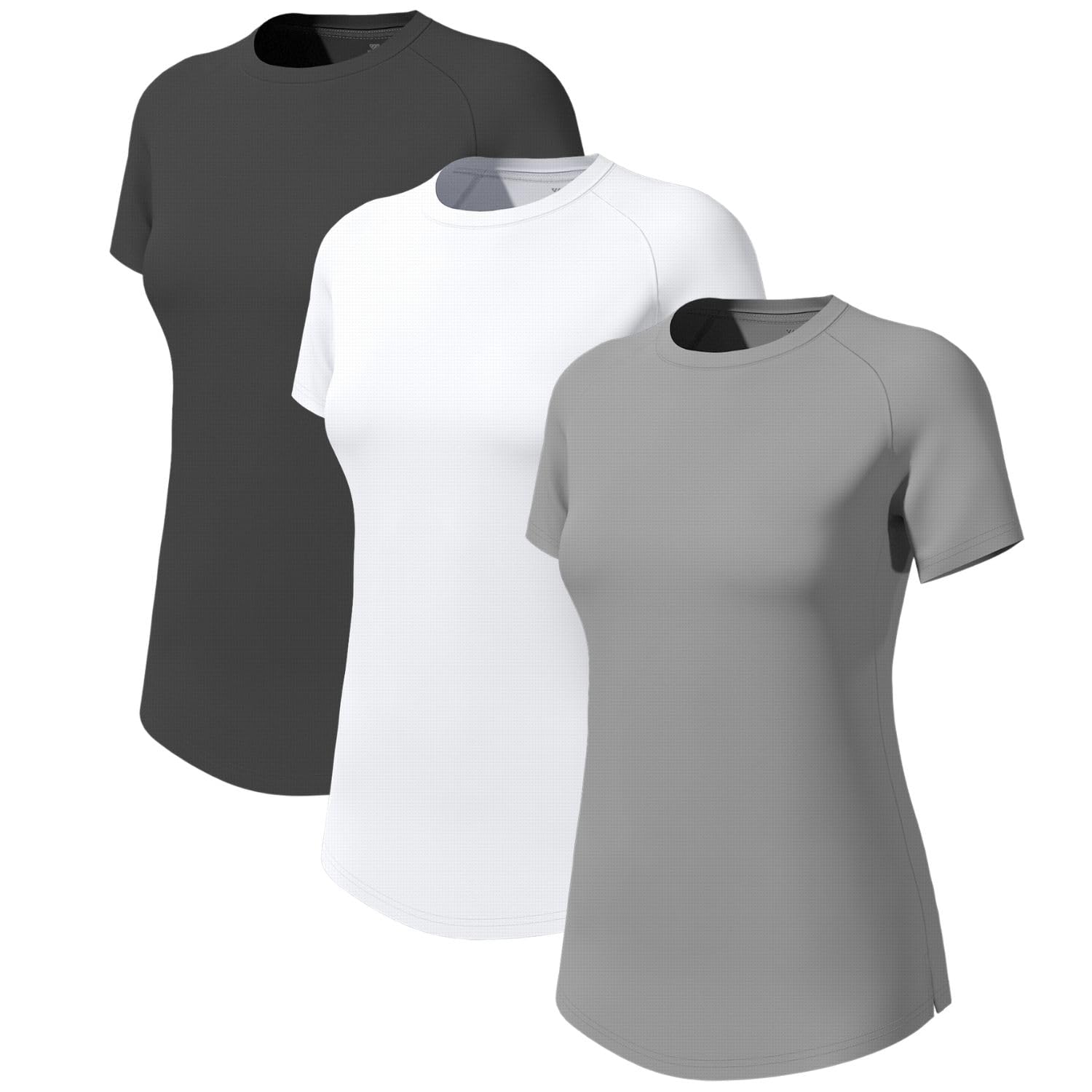 Wulibike 3 or 5er Pack Sportshirt Damen Kurzarm，Laufshirt Atmungsaktiv Funktionsshirt Schnell Trocknend UPF50+ Fitness Training Running Top Wandern Yoga Outdoor Activewear