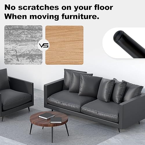 Miniatura 4 de FIVEPEARS Juego de 8 patas cónicas en ángulo de metal negro mate de 5 pulgadas para muebles, pies de estilo moderno de mediados de siglo para mesa