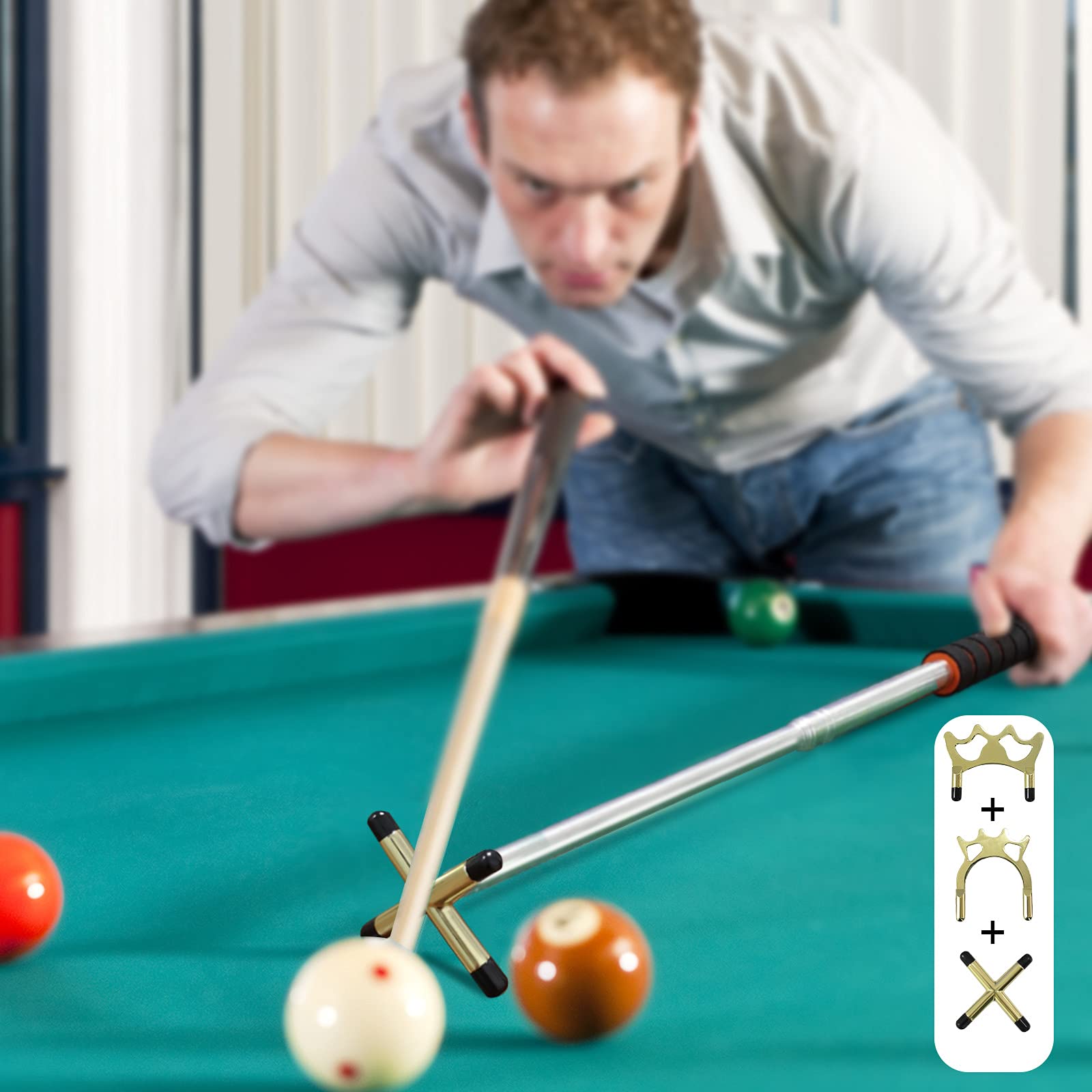 Bâton De Billard Rétractable PolyMath - Avec 3 Têtes Amovibles !