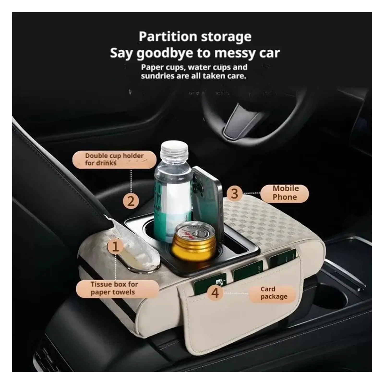 Altezza Cuscino Scatola Portaoggetti Console Bracciolo Universale Auto