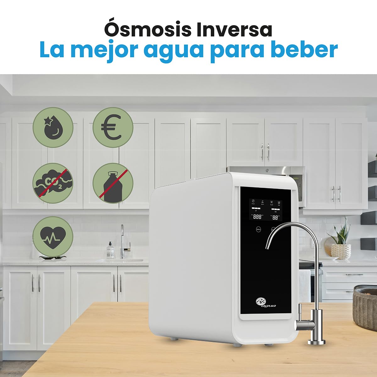 Sistema de Ósmosis Inversa Bajo Fregadero BBAGUA Home Direct Flow 600 – Sin Depósito - Flujo Directo – 1.6 L/min – Grifo y Kit Incluidos – Agua Potable Purificada