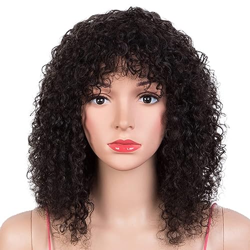 Miniatura 1 de Rebecca Fashion Peluca rizada rizada con flequillo cabello humano corto de 14 pulgadas pelucas Bob rizadas para mujeres negras peluca de cabello