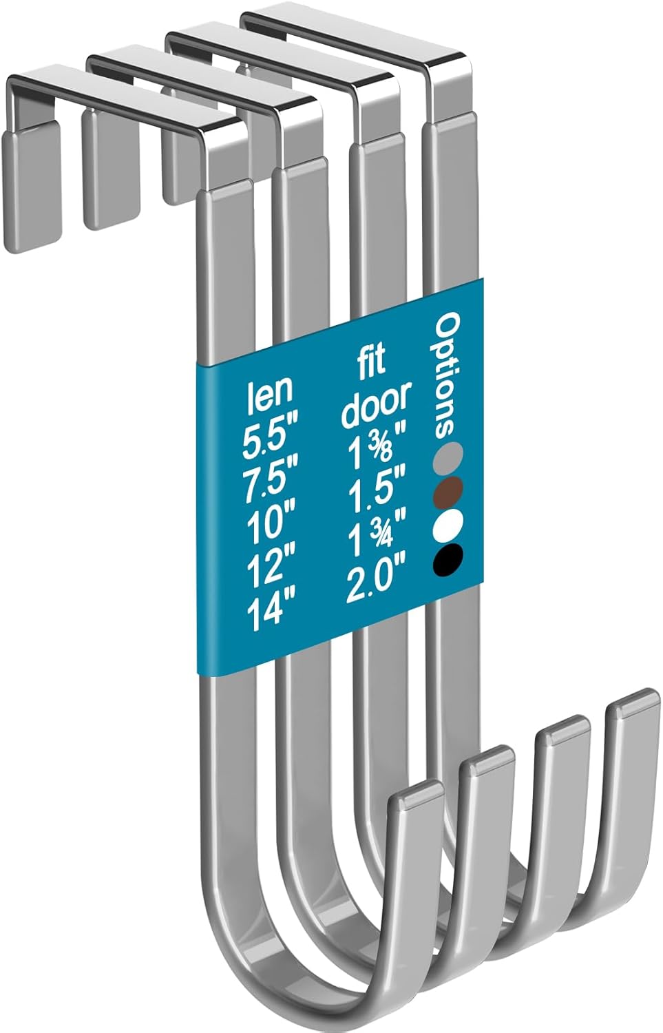 Over The Door Hooks 4 Pcs L=5.5" Fit 1 3/8" Door Grey Plastic Coating for Hanging Towel Robe Hanger for Bathroom Dorm Room Bunk Bed Wreath Ironing Board Holder Cute Thin Single Heavy Duty Bc: GY 5.5"fit 1 3/8"door 4pcs