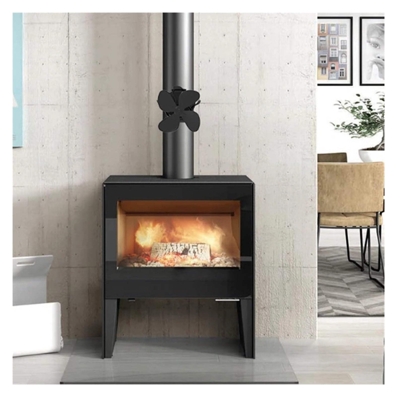 Ventilador De Estufa De Leña TOP Ventilador De Chimenea Alimentado Por Calor Ventilador De Estufa De 4 Aspas Accesorios For Estufas De Leña Funcionamiento Silencioso Estufa De Leña FáCil De Usar