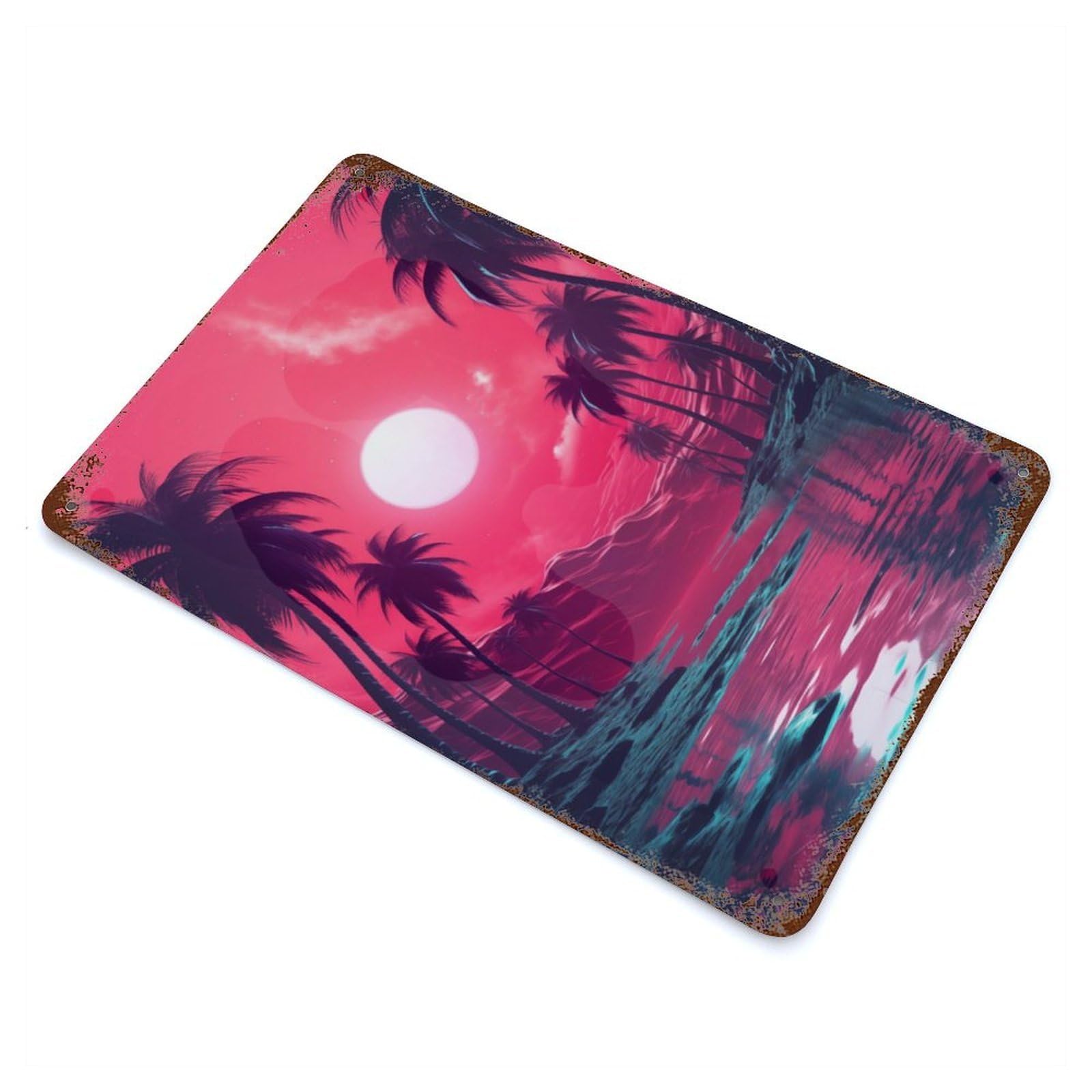 Surreal Synthwave Dreams Rustic Tin Plaque 11.8"x7.9", Ideal for Shed, Workshop And Garage Wall Decor