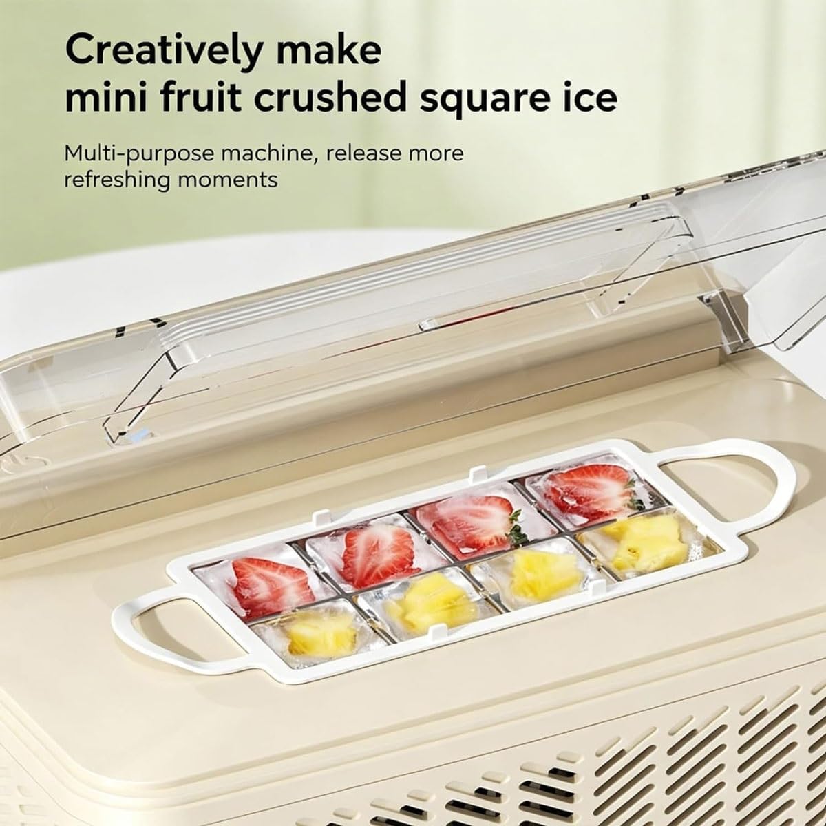 Mini Fabricador de Hielo, Máquina Portátil para Hacer Cubos de Hielo, Producción Rápida de Hielo Sólido en Forma de Cuadrado, Pequeño Fabricador de Hielo de Escritorio para Uso Diario de Bebidas