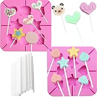 Vista 10 de 2 moldes de caramelo para piruletas de Navidad, 8 cavidades, moldes de silicona para piruletas de chocolate, incluye Papá Noel, árbol de Navidad