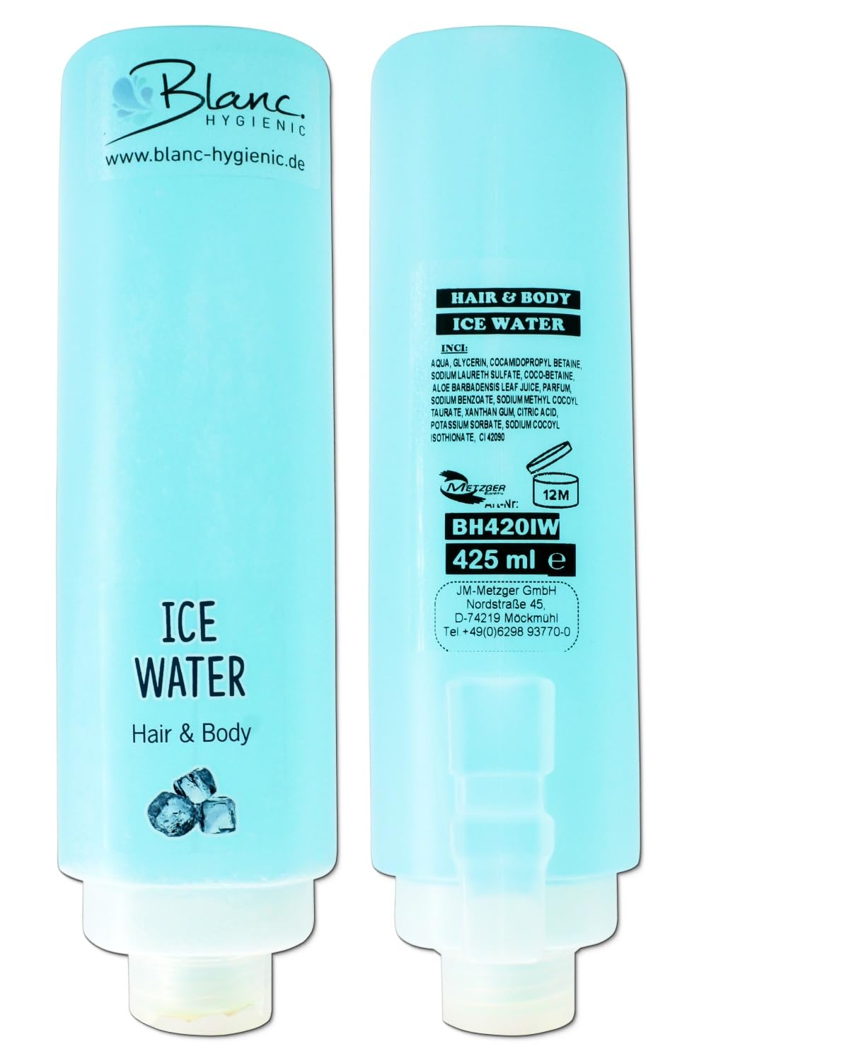 KOMPLETTSET Duscherlebnis Fresh Mint Hotelserie Weiß | 12x425 ml Hair & Body, 300 ml Intimpflegeschaum, 5 Halter, Aloe Vera & pH-neutral