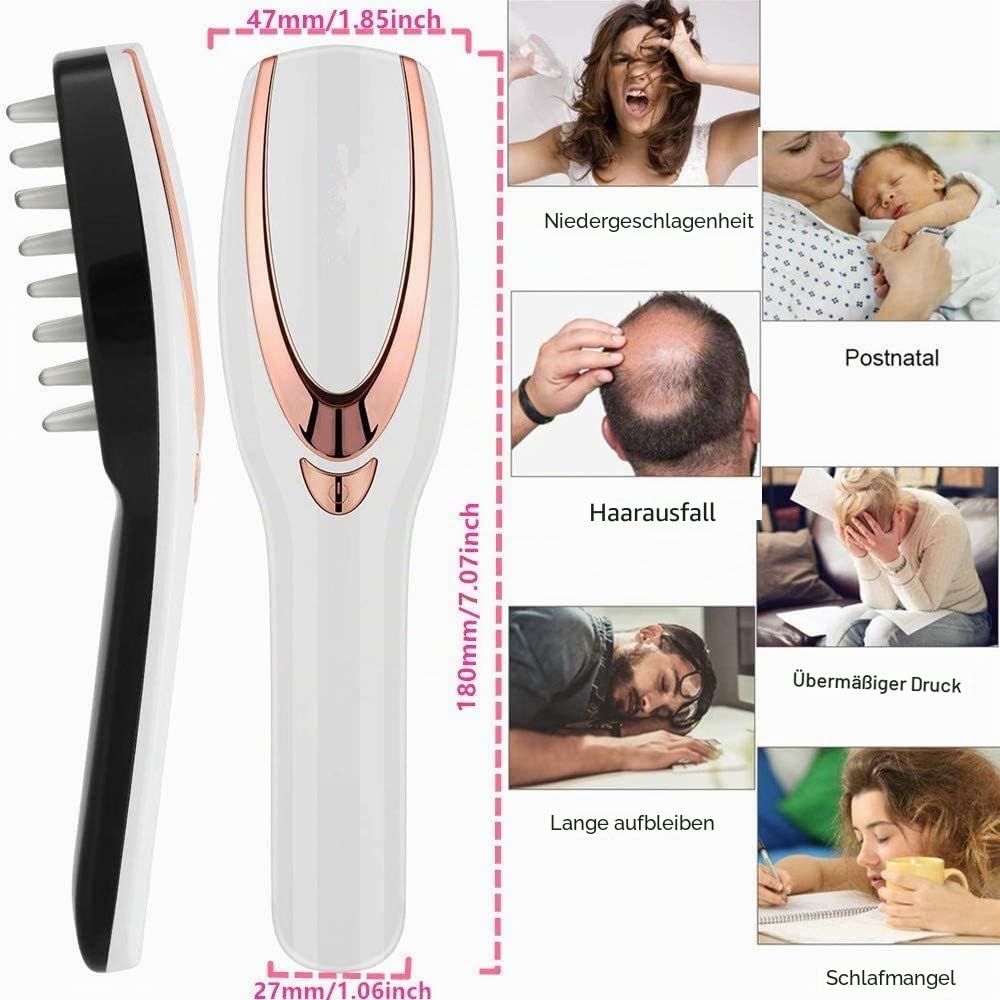 Phototherapie-Kopfhaut-Massagegerät mit Kamm und Bürste zur Haarwachstumsupport, Anti-Haarausfall, USB-Wiederaufladbare Pflege