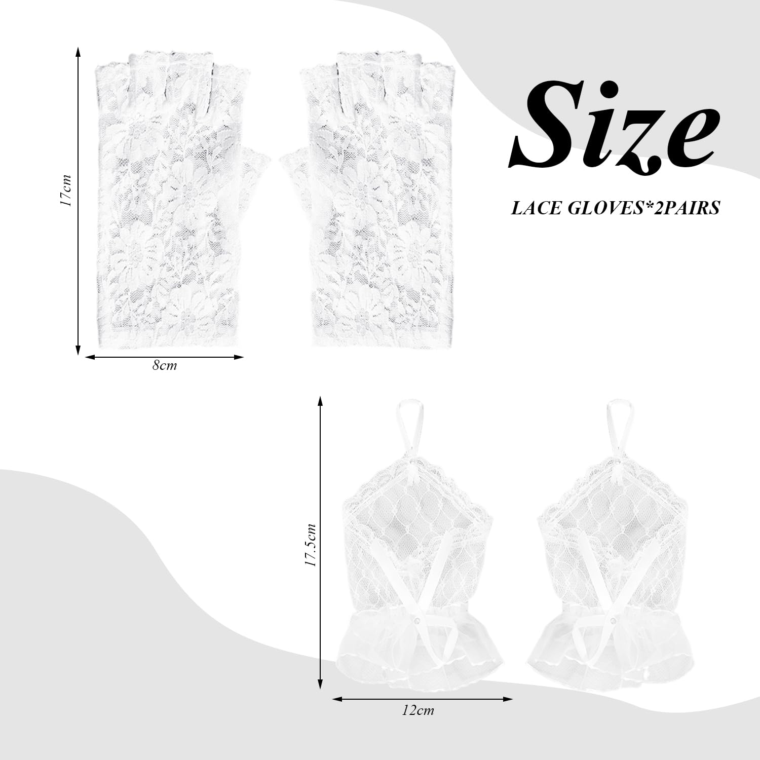 2 works Of Lace Gloves, Finger-Exposed Gloves, Ladies Party Gloves, Clothing Accessories, Ele Lace Gloves - Image 2