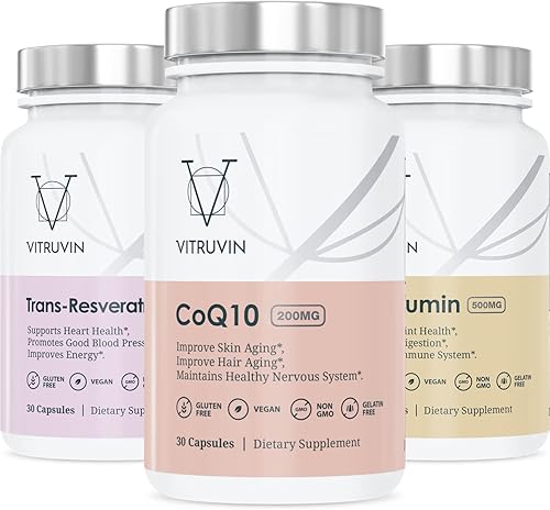 Vitruvin Beauty + Comfort Pack COQ10 200mg + Trans- Resveratrol 500mg + Curcumina 500mg, vegano, sin OMG, sin gluten, sin gelatina. Piel saludable,